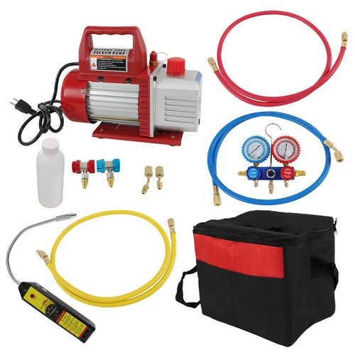 Solid Spare 1/3HP 110V 60Hz Air Vacuum Pump 4CFM HVAC & A/C Refrigeration Kit Manifold Gauge