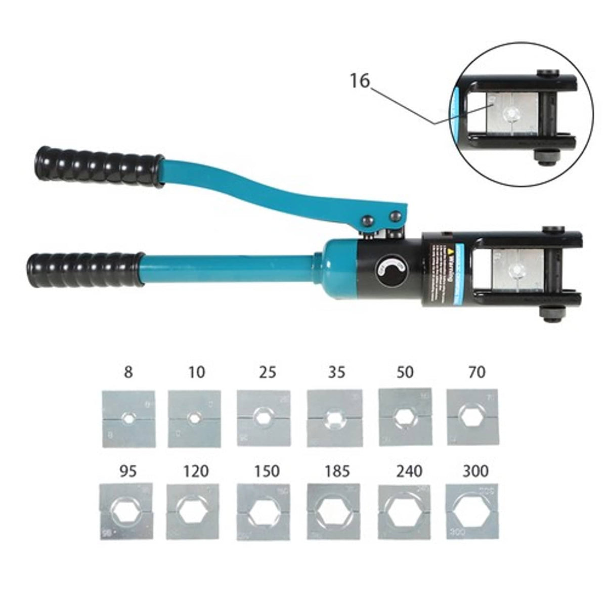 Solid Spare New 16T+13Mold Hydraulic Clamp Wire Crimper Battery Cable Crimping Tool