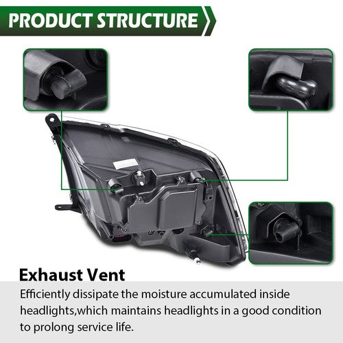 Solid Spare Fit For 2009-2018 Dodge Ram 1500 2500 3500 Chrome Projector Headlights w/LED DRL