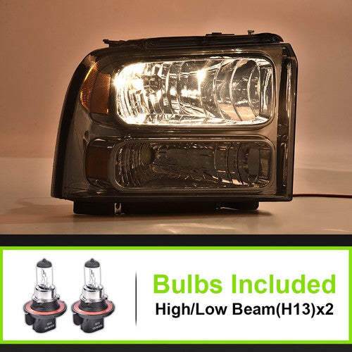 Solid Spare Smoke Conversion Headlights Fit For 99-04 F250 F350 Ford Super Duty Excursion