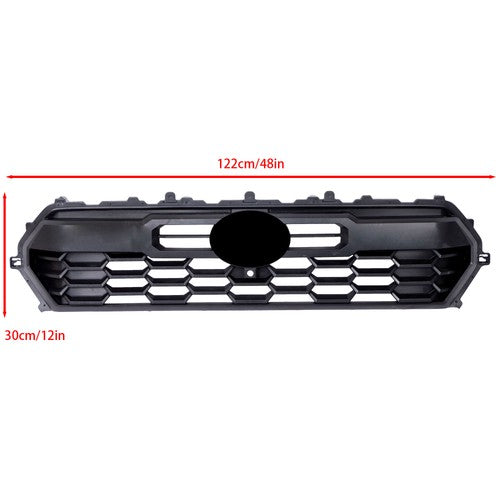 Solid Spare Front Upper Grille Grill W/Camera Hole Black Plastic For Toyota Tacoma 2024-2025