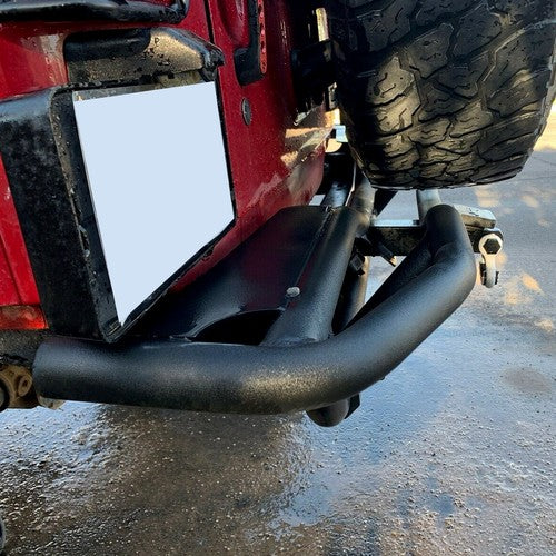Solid Spare Textured Rear Bumper Guard w/ Receiver Hitch For 2007-2018 Jeep Wrangler JK
