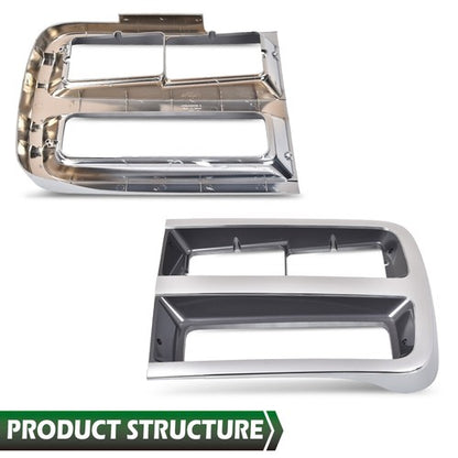 Solid Spare Fit For 1992-1995 Chevrolet G10 G20 G30 Silver Headlight Trim Bezel Left+Right