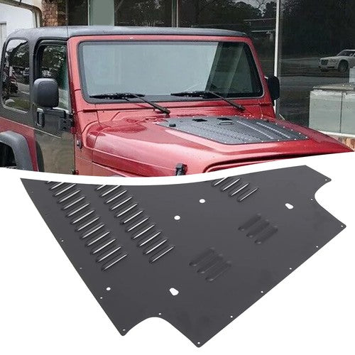 Solid Spare Front Vented Louver Hood Panel Aluminum For Jeep Wrangler TJ 1997-2002
