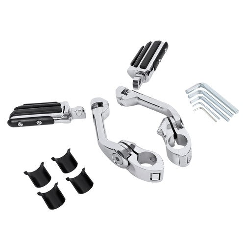 Solid Spare Long Highway Foot Pegs Fit For Harley Touring Road King Street Glide 1-1/4" Bars