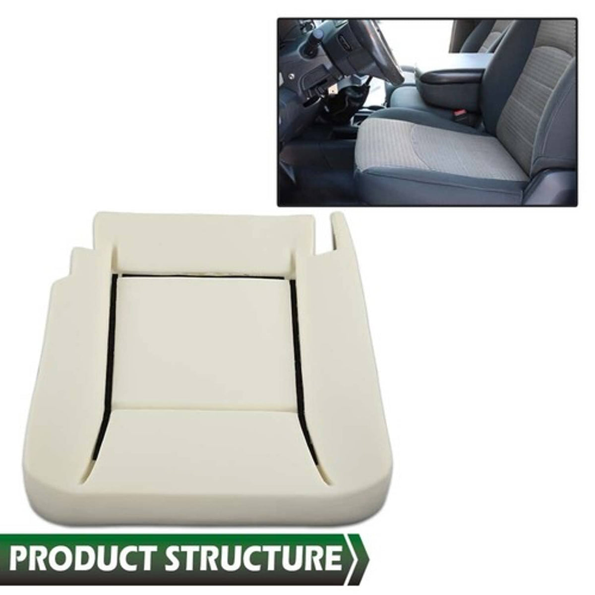 Solid Spare Fit For 2006-2010 Dodge Ram 1500 2500 3500 4500 Front Seat Bottom Foam Cushion