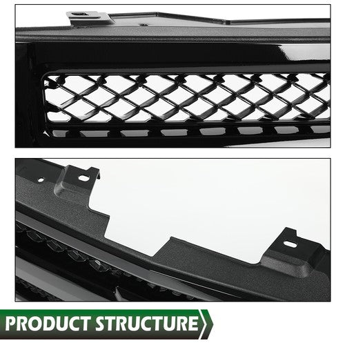 Solid Spare Front Bumper Grille Grill Insert Black Fit For 2007-2013 Chevy Silverado 1500