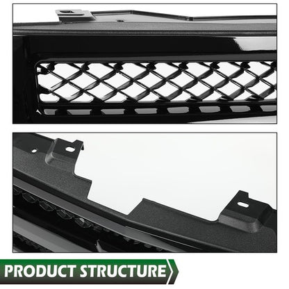 Solid Spare Front Bumper Grille Grill Insert Black Fit For 2007-2013 Chevy Silverado 1500