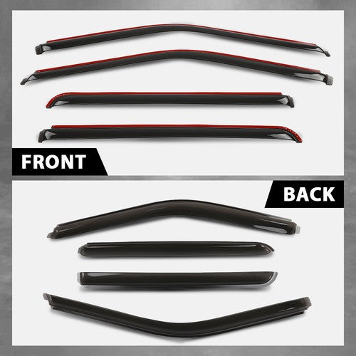Solid Spare Fit For 15-24 Ford F150 SuperCrew Window Visor In Channel Rain Guards Vent Shade