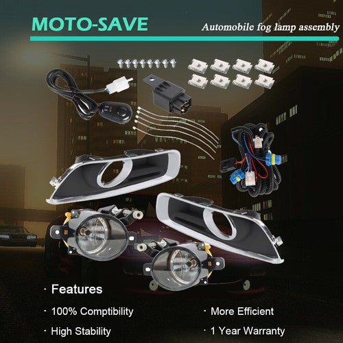 Solid Spare Left+Right Fog Lights Halogen Lamp Clear Lens+Switch For Chevrolet Malibu 13-15