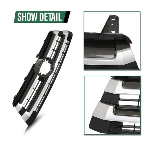 Solid Spare Front Bumper Upper Grille Black & Chrome Fit For 17-19 Toyota Highlander