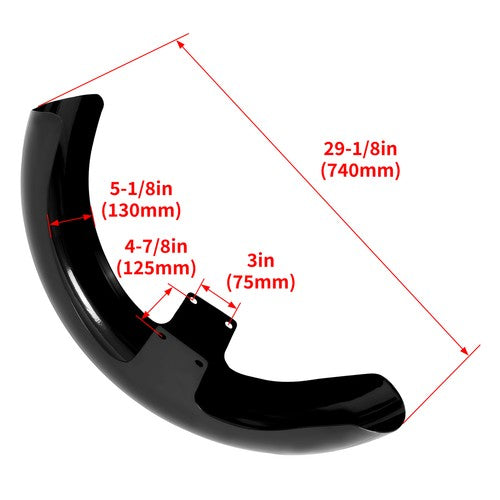 Solid Spare Vivid Black 21" Wrap Front Fender For Harley Touring Street Road Glide 1997-2013