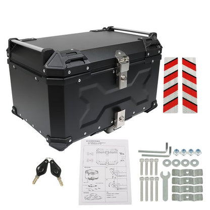 Solid Spare Aluminum Trunk 65L Motorcycle Top Case Waterproof Luggage Storage Tour Tail Box