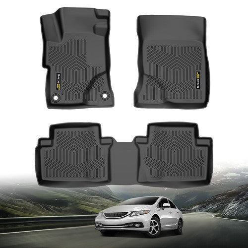 Solid Spare Fit For 2012-2015 Honda Civic Sedan All Weather TPE Floor Mats Protection Liners