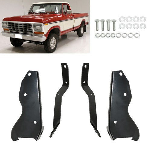 Solid Spare Rear Bumper Brackets Suitable For Ford F-100 F-250 F-350 1964-1979 Pickup Black