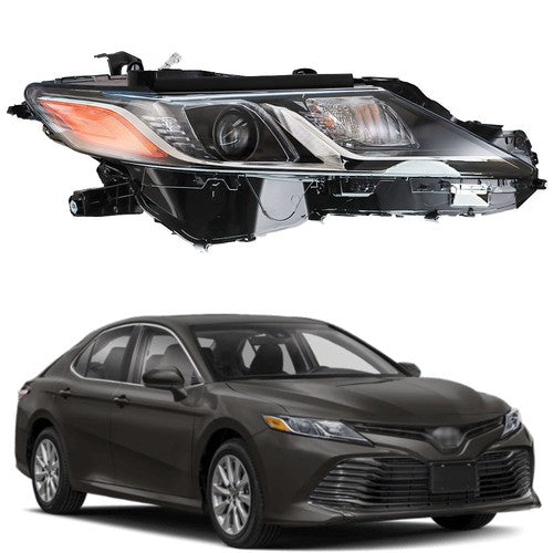 Solid Spare Black Housing Headlight Lamp Passenger RH Side For Toyota Camry L/Le/Se 2018-19