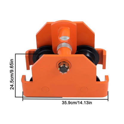 Solid Spare 11000 lbs/5T Alloy Steel Push Beam Trolley with Dual Wheels 120-195mm Adjustable