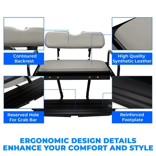 Solid Spare Rear Back Seat Kit Flip Folding For Yamaha G14 G16 G19 G22 Golf Cart Gray