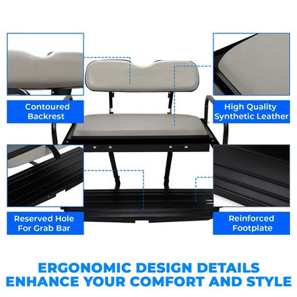 Solid Spare Rear Back Seat Kit Flip Folding For Yamaha G14 G16 G19 G22 Golf Cart Gray