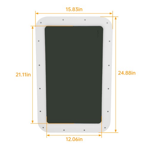 Solid Spare 15" x24" White RV Window Entry Door Tinted Glass For Universal RV Trailer Camper