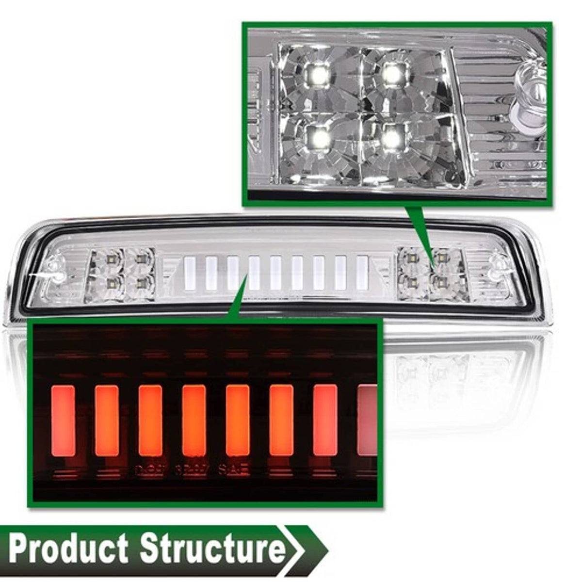 Solid Spare Fit For 09-18 Ram 1500 2500 3500 LED Third Brake Light Cargo Tail Lamp
