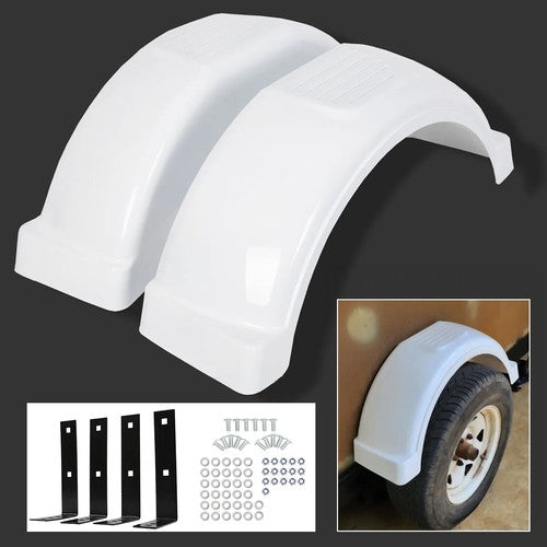 Solid Spare Set Of 2 Single Axle Trailer Fenders 13" Wheels Tires Top Step Skirt Boat