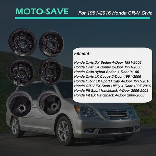 Solid Spare 6Pcs For 91-16 Honda Civic Rear Differential Arm Mounting Bushing&Support Rubber