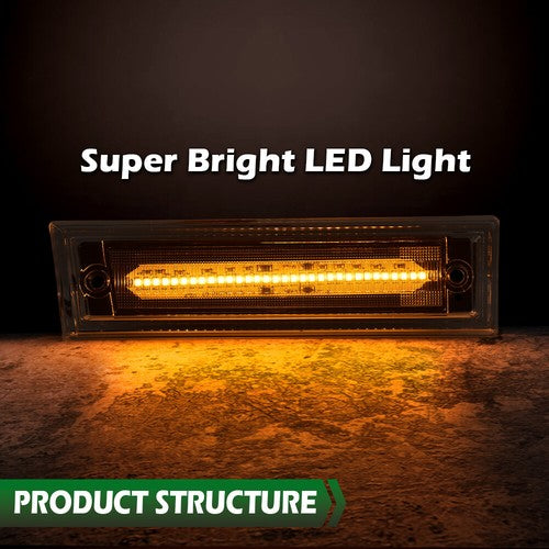 Solid Spare Front Side Marker Light Fit For 1981-1991 C10/C20/C30 GMC Clear Lens Amber LED