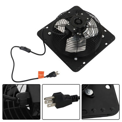 Solid Spare 10" Shutter Exhaust Fan Wall Mounted With Switch+Insect Mesh Low Noise New