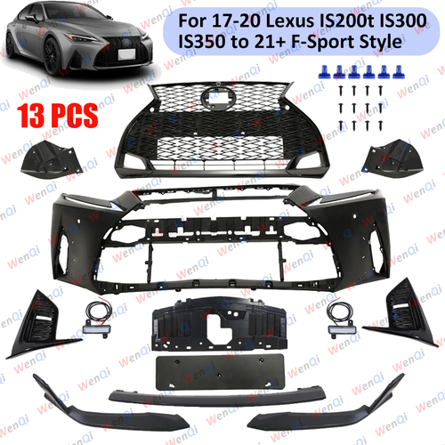 For 2017-2020 Lexus IS200t IS350 Front Bumper Set to 2021+ F-Sport W/Spoiler Lip