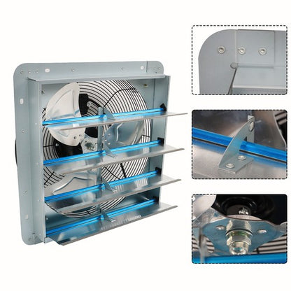 Solid Spare Shutter Exhaust Fan 16 Inch Wall Mounted Automatic Aluminum Attic Fan