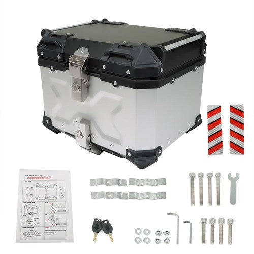 Solid Spare Motorcycle Aluminum Trunk Rear Top Case Luggage Tour Tail Tool Box Lock 45L USA