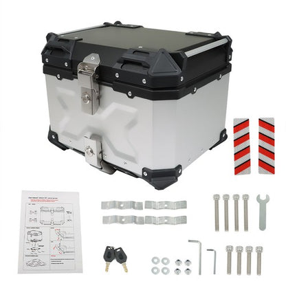 Solid Spare Motorcycle Aluminum Trunk Rear Top Case Luggage Tour Tail Tool Box Lock 45L USA