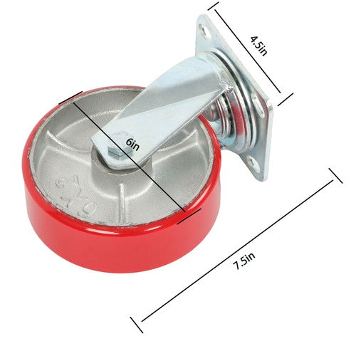 Solid Spare 6" × 2" Tilt Casters Heavy Duty Swivel Caster Wheel 1250 Lbs Industrial Casters