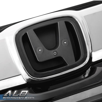 Solid Spare Fit For 2019-2021 Honda HRV HR-V Black Front Bumper Grille Grill w/ Chrome Trim