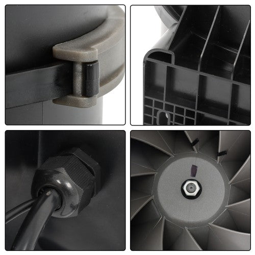 Solid Spare Inline Duct Fan Temperature & Humidity Controller EC-motor Plastic ABS 8" 807CFM