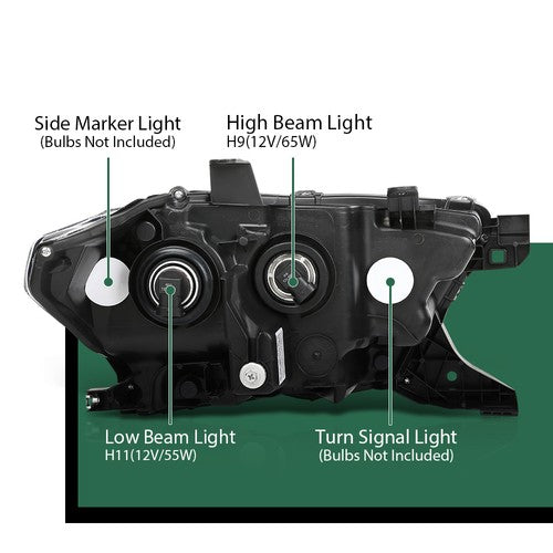 Solid Spare For 2016-2023 Toyota Tacoma Headlights w/o LED DRL Left+Right Headlamps Assembly