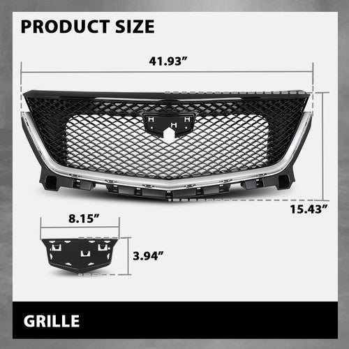 Solid Spare Fit For 2020-2025 Cadillac XT6 Sport Front Bumper Lower Grille Black & Chrome