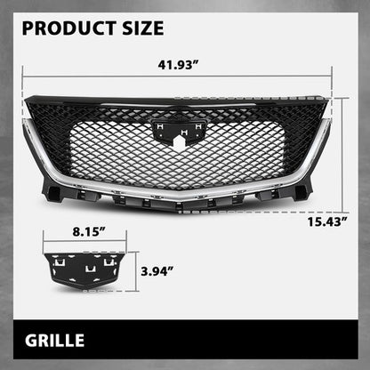 Solid Spare Fit For 2020-2025 Cadillac XT6 Sport Front Bumper Lower Grille Black & Chrome