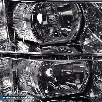 Solid Spare Fit For 07-14 Chevy Silverado 1500 2500 3500 Clear/Chrome LED DRL Headlights