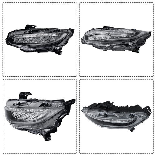 Solid Spare For Honda Civic 2016-2019 LED Headlight Headlamp Clear Housing Driver/Left Side