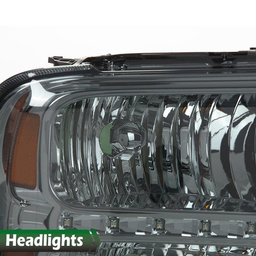 Solid Spare Fit For 2005-2007 F250 F350 F450 Super Duty LED DRL Headlights Headlamps Smoked