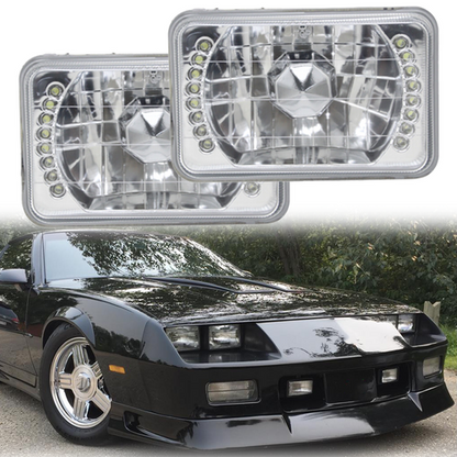 2PCS 4x6'' inch LED Headlights Chrome Bright For 1982-1992 Chevrolet Camaro