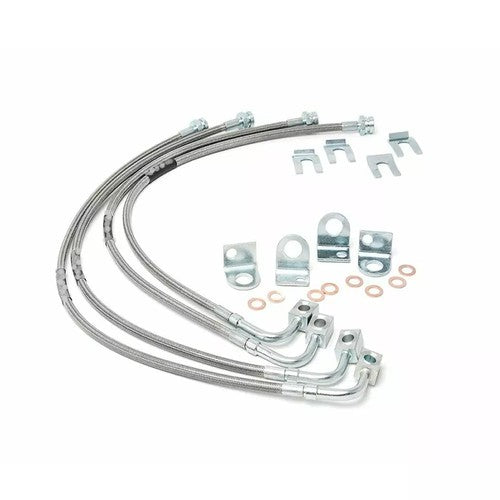 89716 2-6" Lift Front+Rear Extended SS Brake Line Kit For Jeep Wrangler JK 07-18