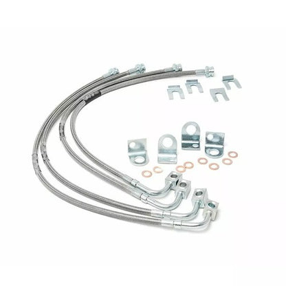 89716 2-6" Lift Front+Rear Extended SS Brake Line Kit For Jeep Wrangler JK 07-18
