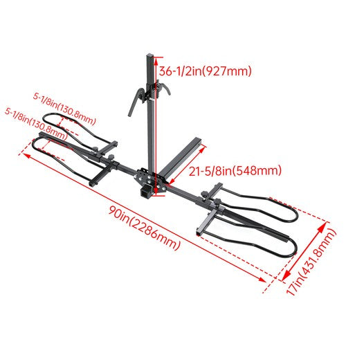 Solid Spare Foldable 2 Bike Rack Floor Stand Parking Hitch Mount Fat Tire Electric Bicycle