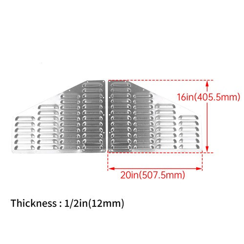 Solid Spare 2Pcs Silver Hood Louver Alum Vent Panels Kit For Jeep XJ Cherokee 1984-2001