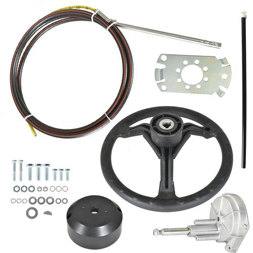 Solid Spare 13Ft Boat Rotary Steering System Outboard Kit SS13713 Marine With Wheel