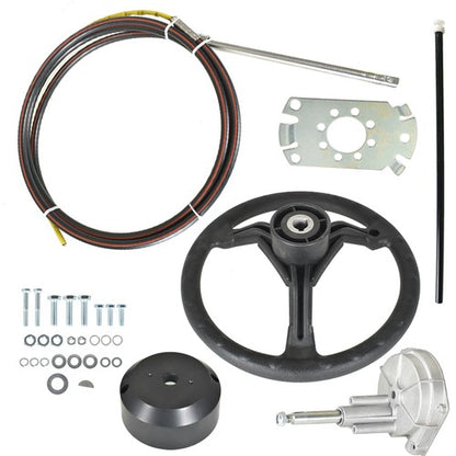 Solid Spare 13Ft Boat Rotary Steering System Outboard Kit SS13713 Marine With Wheel