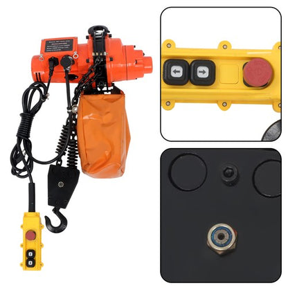 Solid Spare 1T/2200lbs 3m/10Ft Wired Remote Control Electric Chain Hoist G80 double chain